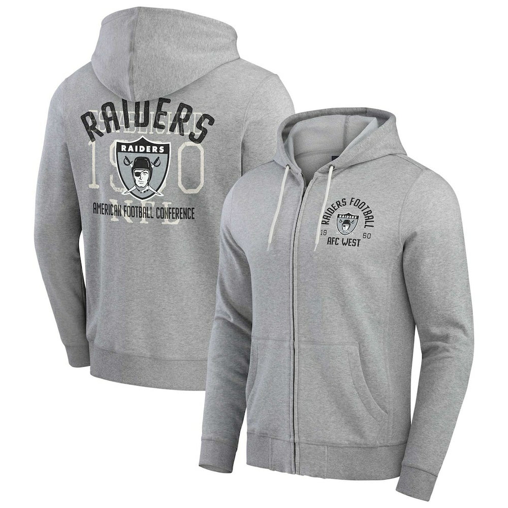 Las Vegas Raiders Darius Rucker Collection Vintage Stripe Full-Zip Hoodie Heather Gray | Fanatics
