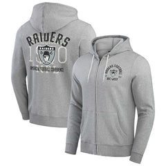 Las Vegas Raiders Darius Rucker Collection Vintage Stripe Full-Zip Hoodie Heather Gray | Fanatics