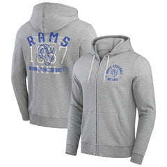 Los Angeles Rams Darius Rucker Collection Vintage Stripe Full-Zip Hoodie Heather Gray | Fanatics