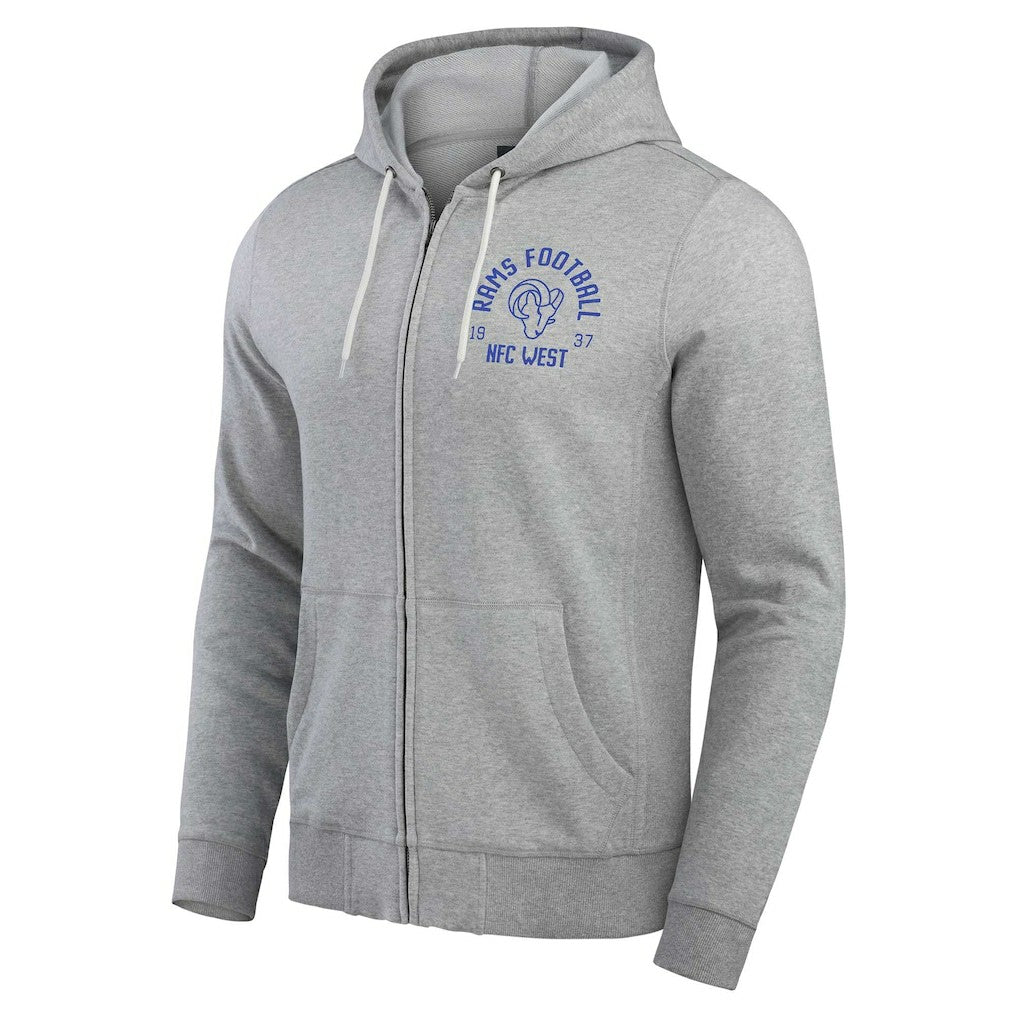 Los Angeles Rams Darius Rucker Collection Vintage Stripe Full-Zip Hoodie Heather Gray | Fanatics