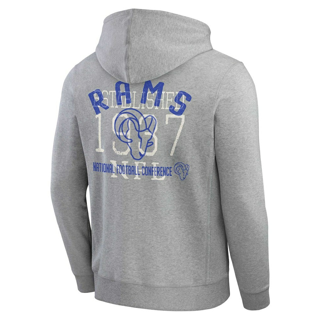 Los Angeles Rams Darius Rucker Collection Vintage Stripe Full-Zip Hoodie Heather Gray | Fanatics