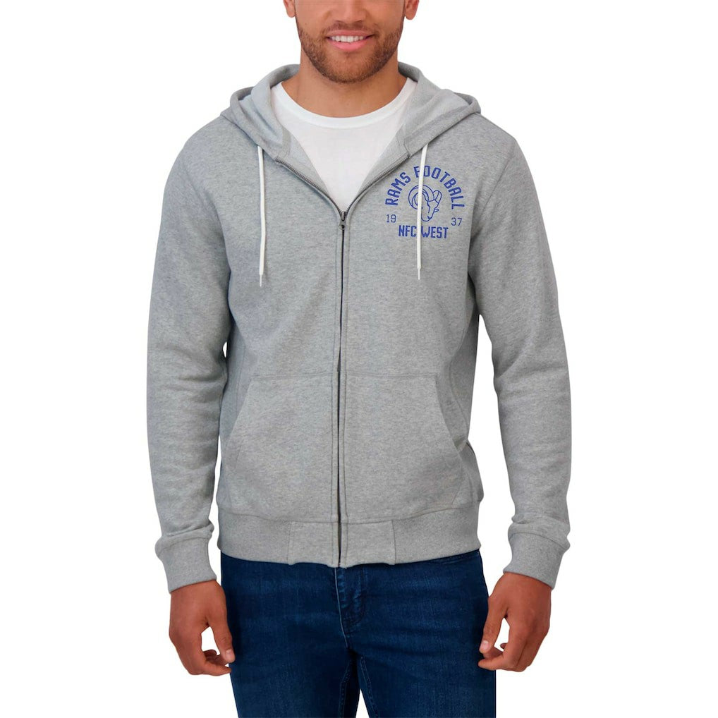 Los Angeles Rams Darius Rucker Collection Vintage Stripe Full-Zip Hoodie Heather Gray | Fanatics