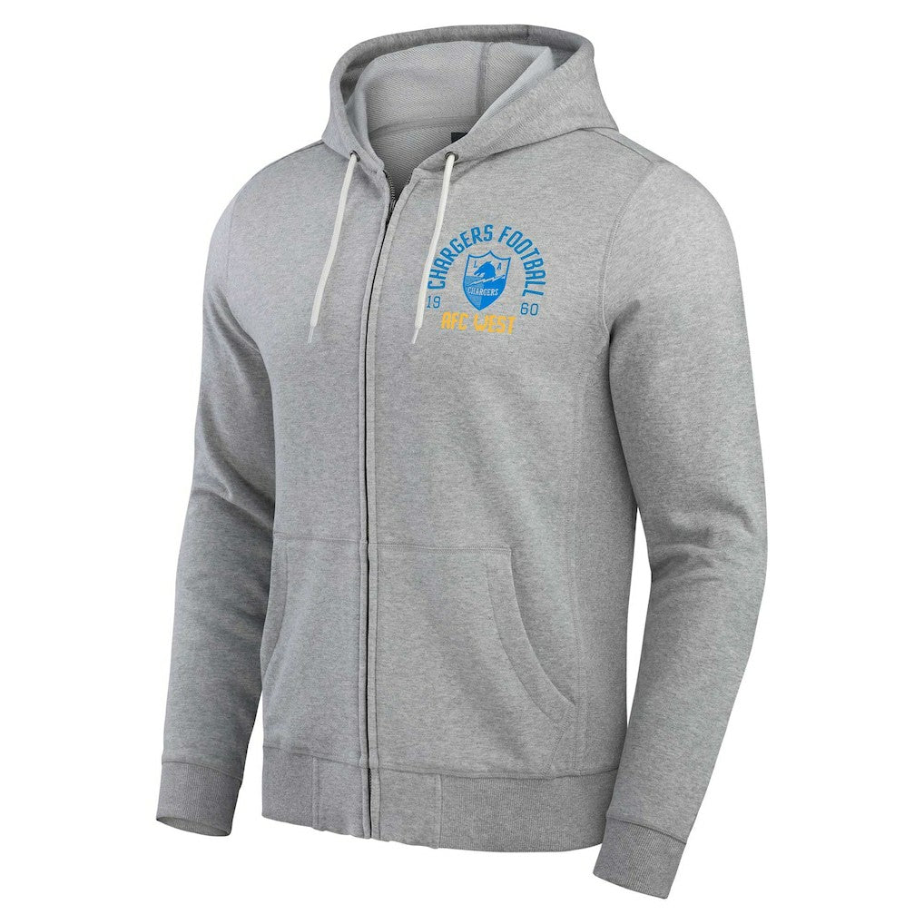 Los Angeles Chargers Darius Rucker Collection Vintage Stripe Full-Zip Hoodie Heather Gray | Fanatics