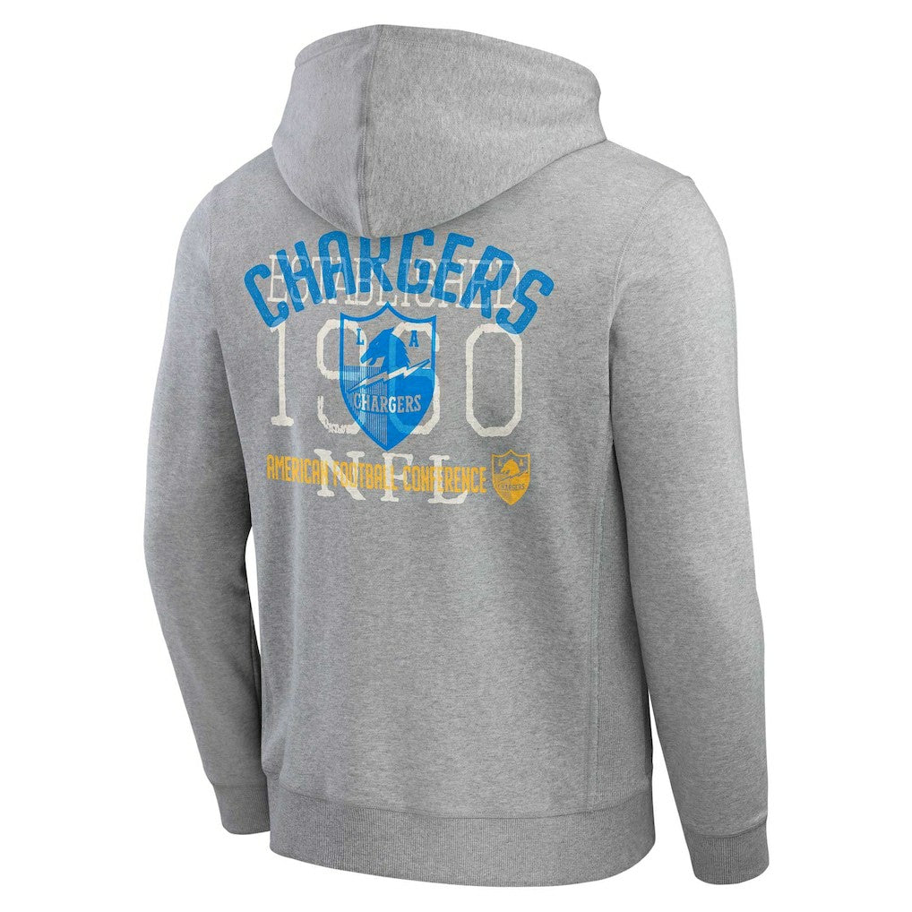 Los Angeles Chargers Darius Rucker Collection Vintage Stripe Full-Zip Hoodie Heather Gray | Fanatics