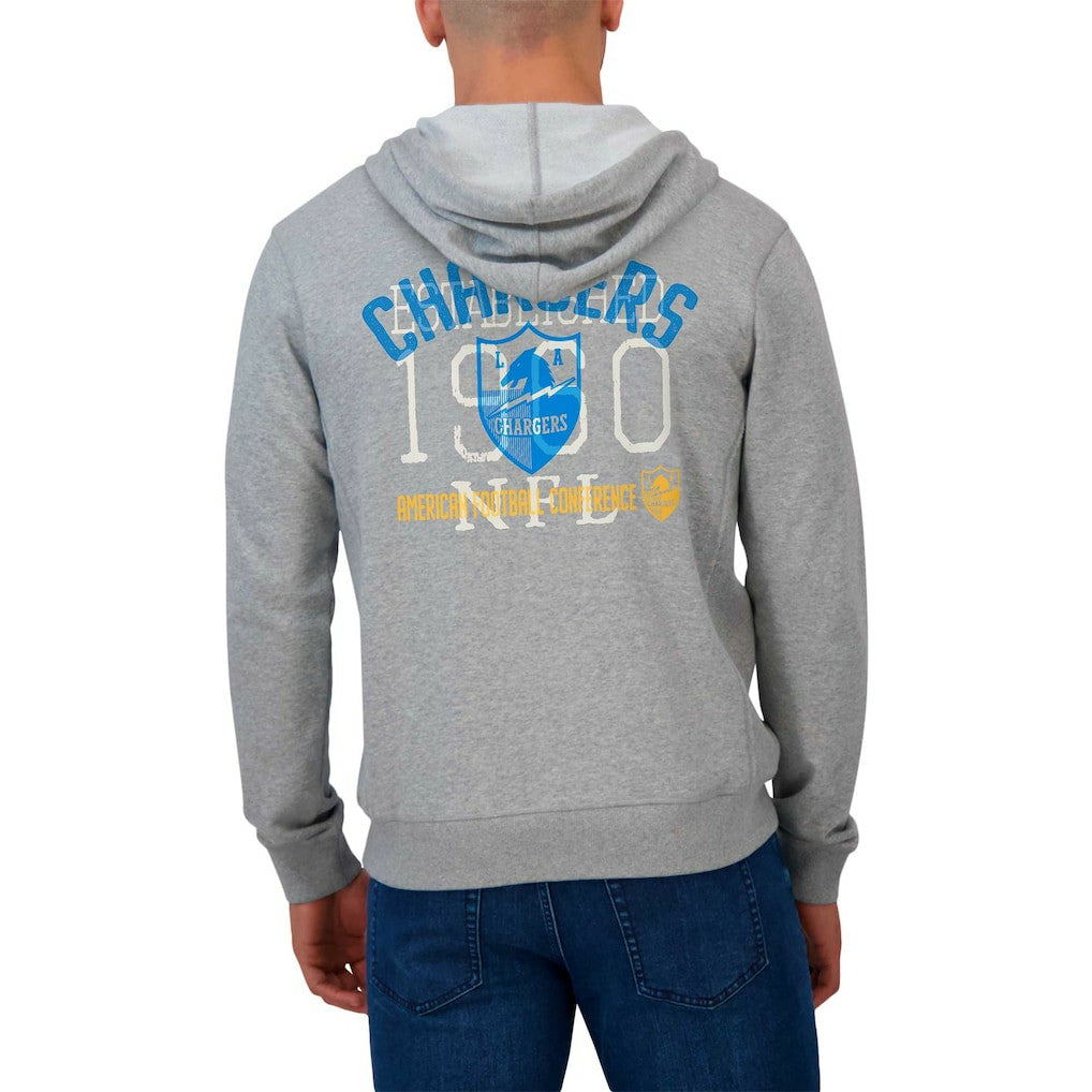Los Angeles Chargers Darius Rucker Collection Vintage Stripe Full-Zip Hoodie Heather Gray | Fanatics