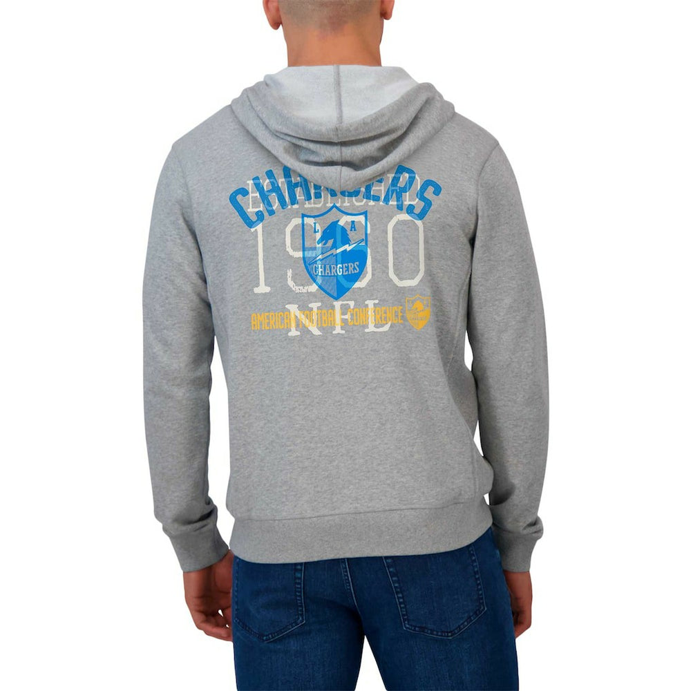 Los Angeles Chargers Darius Rucker Collection Vintage Stripe Full-Zip Hoodie Heather Gray | Fanatics