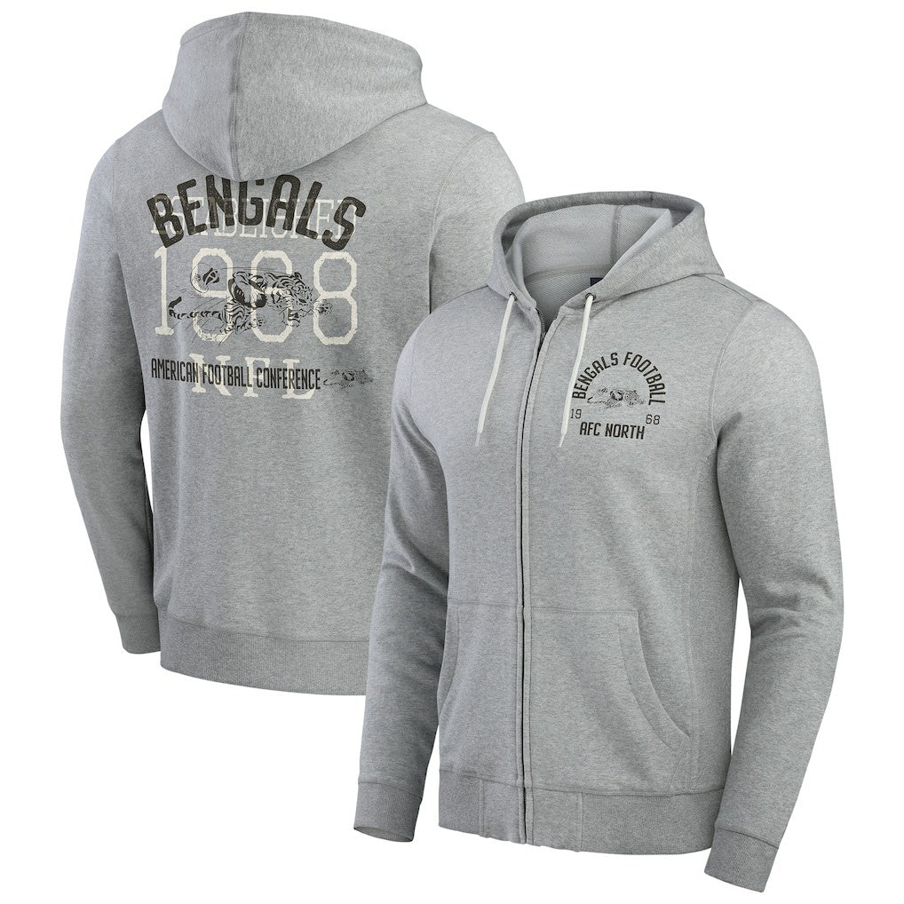 Cincinnati Bengals Darius Rucker Collection Vintage Stripe Full-Zip Hoodie Heather Gray | Fanatics
