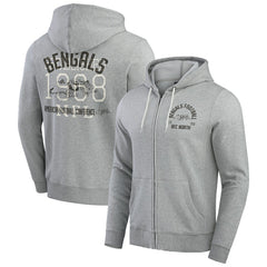 Cincinnati Bengals Darius Rucker Collection Vintage Stripe Full-Zip Hoodie Heather Gray | Fanatics