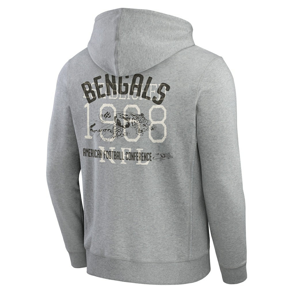 Cincinnati Bengals Darius Rucker Collection Vintage Stripe Full-Zip Hoodie Heather Gray | Fanatics