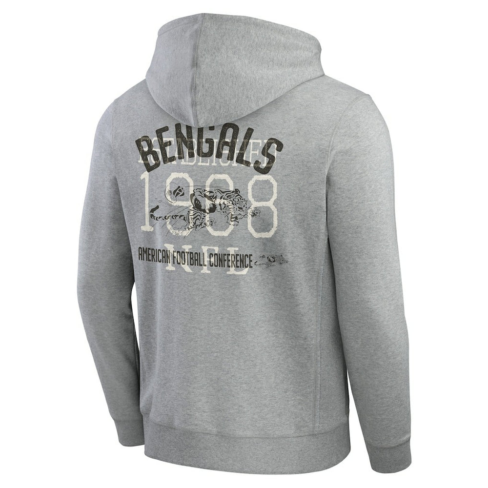 Cincinnati Bengals Darius Rucker Collection Vintage Stripe Full-Zip Hoodie Heather Gray | Fanatics