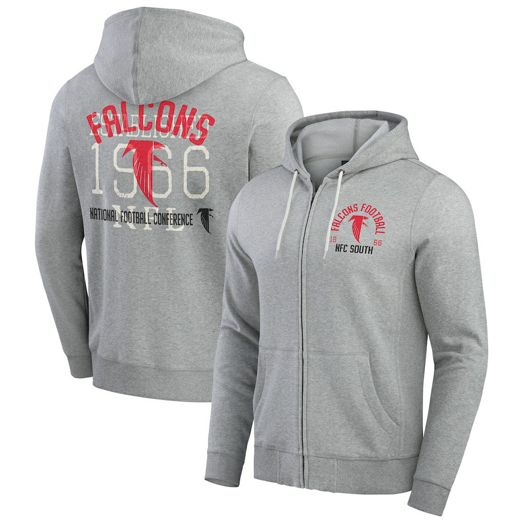 Atlanta Falcons Darius Rucker Collection Vintage Stripe Full-Zip Hoodie Heather Gray | NFL