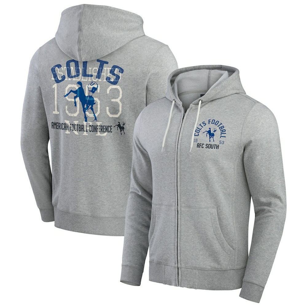 Indianapolis Colts Darius Rucker Collection Vintage Stripe Full-Zip Hoodie Heather Gray | Fanatics