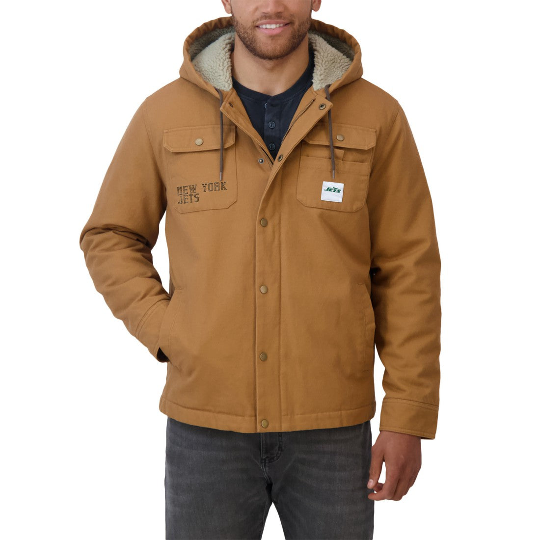 New York Jets Darius Rucker Collection Canvas Full-Zip Hoodie Jacket Tan | Fanatics