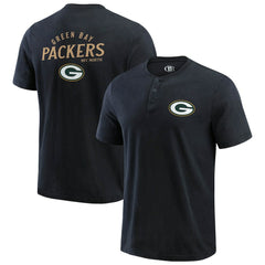 Green Bay Packers Darius Rucker Collection Washed Henley T-Shirt Black | Fanatics
