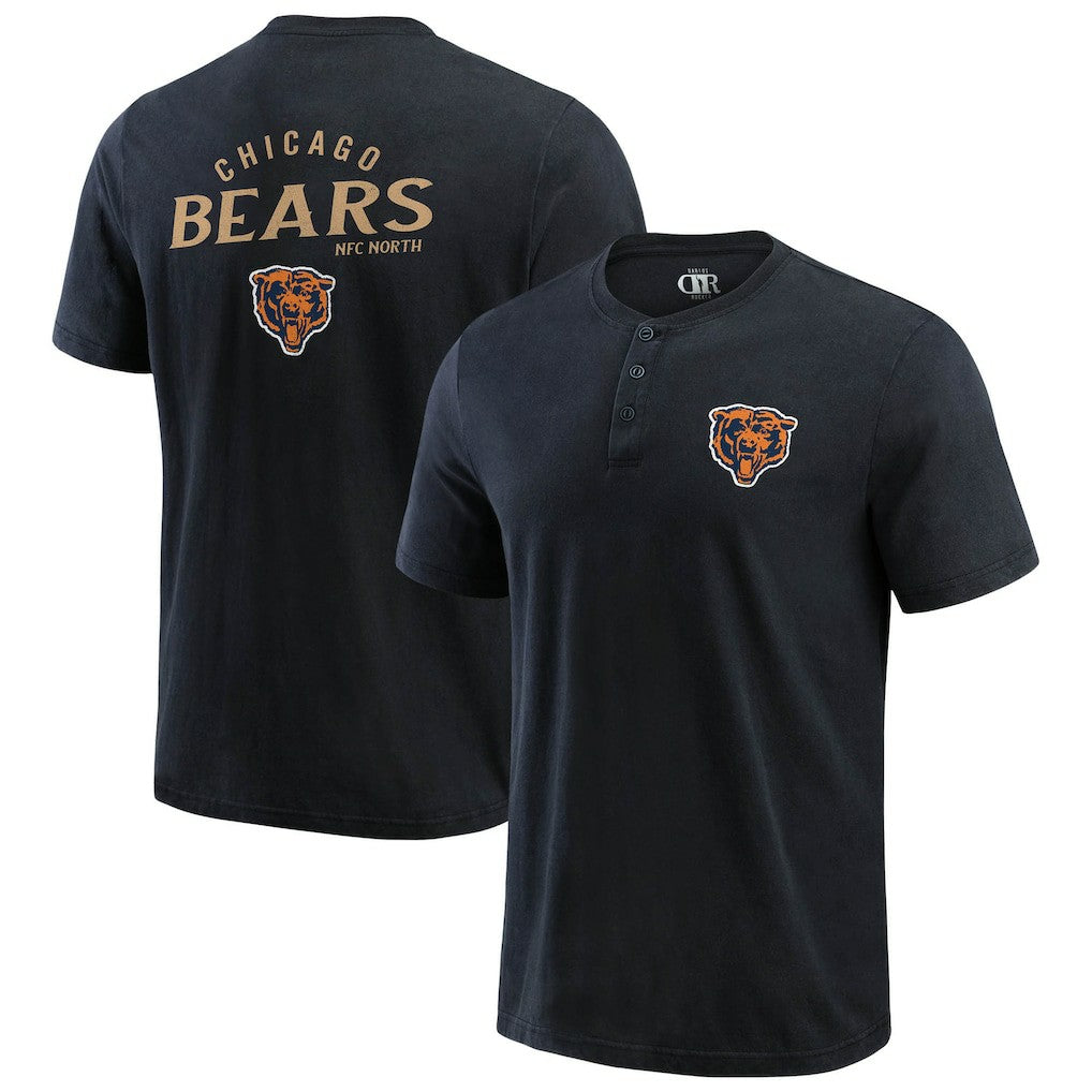 Chicago Bears Darius Rucker Collection Washed Henley T-Shirt Black | Fanatics