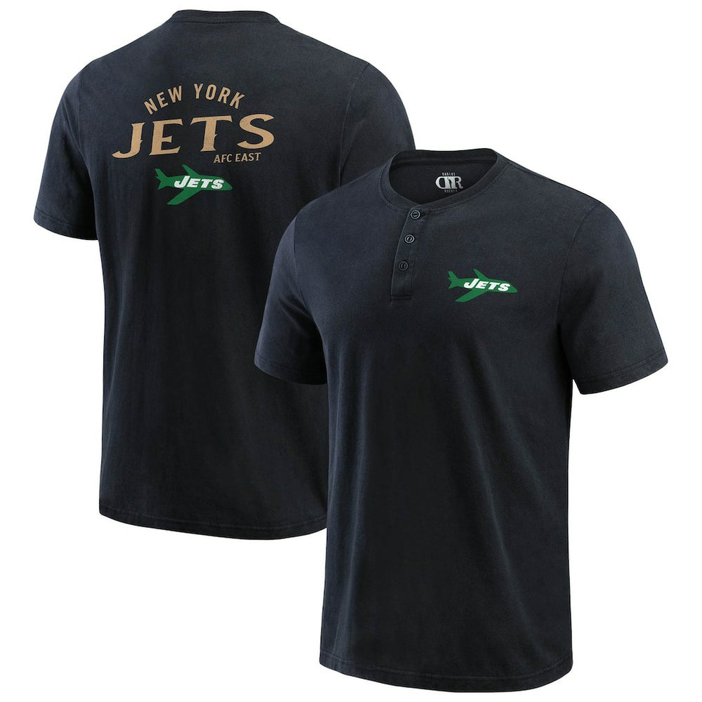 New York Jets Darius Rucker Collection Washed Henley T-Shirt Black | Fanatics