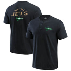 New York Jets Darius Rucker Collection Washed Henley T-Shirt Black | Fanatics