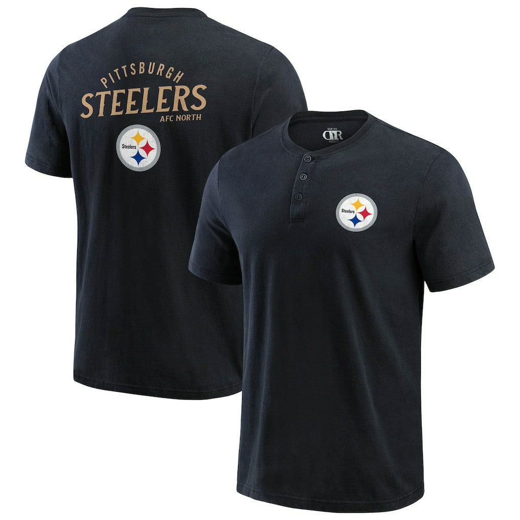 Pittsburgh Steelers Darius Rucker Collection Washed Henley T-Shirt Black | Fanatics