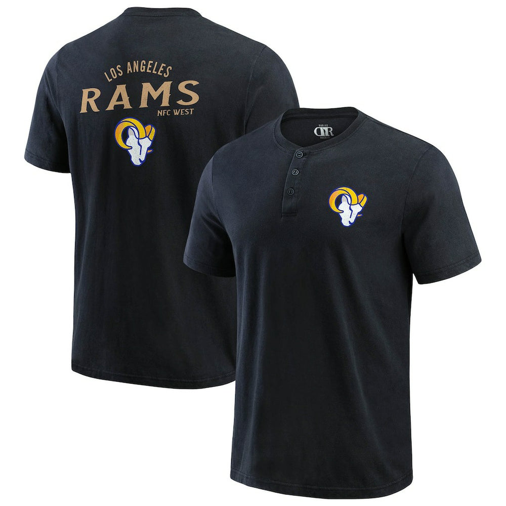 Los Angeles Rams Darius Rucker Collection Washed Henley T-Shirt Black | Fanatics