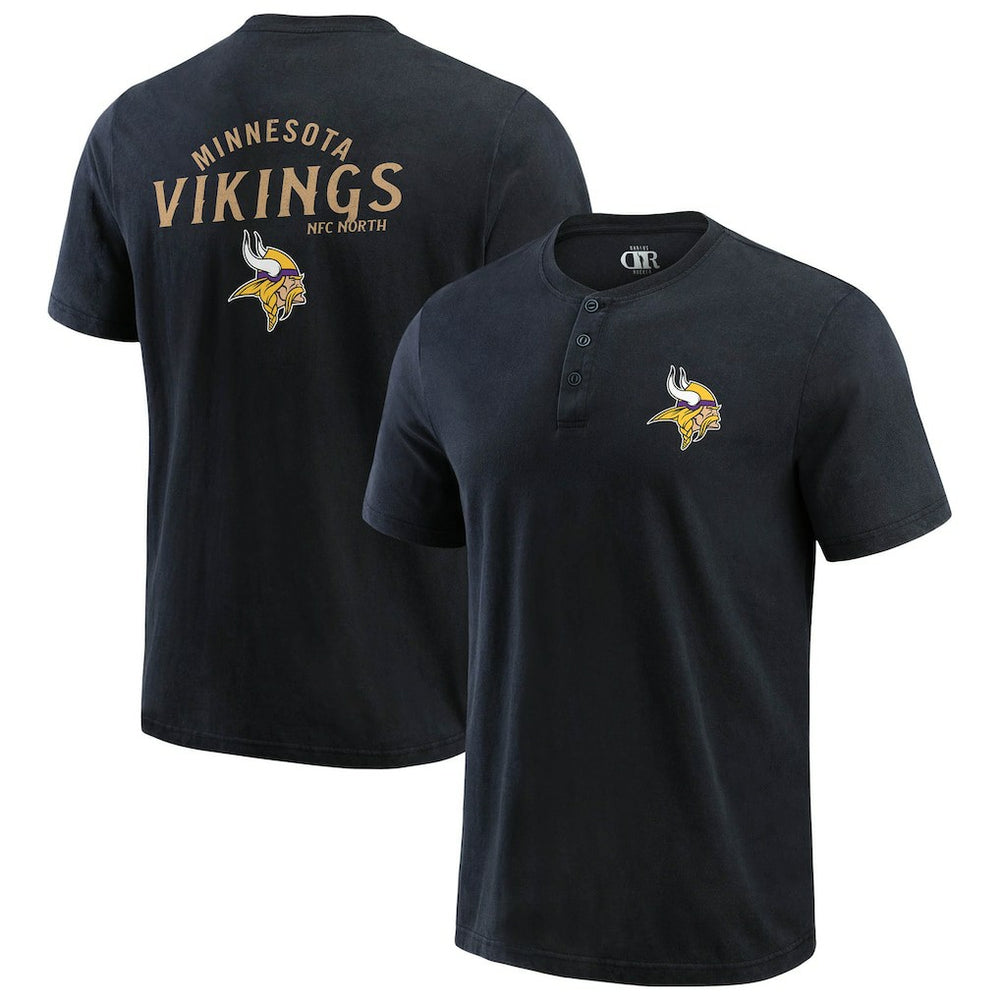 Minnesota Vikings Darius Rucker Collection Washed Henley T-Shirt Black | Fanatics