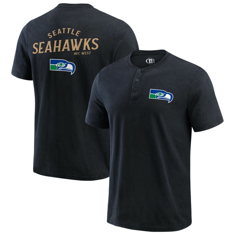 Seattle Seahawks Darius Rucker Collection Washed Henley T-Shirt Black | Fanatics