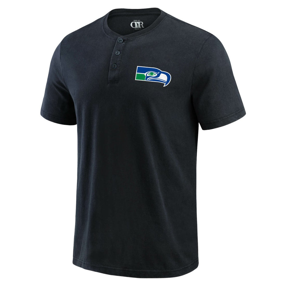 Seattle Seahawks Darius Rucker Collection Washed Henley T-Shirt Black | Fanatics