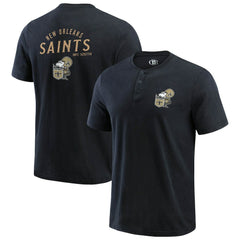 New Orleans Saints Darius Rucker Collection Washed Henley T-Shirt Black | Fanatics