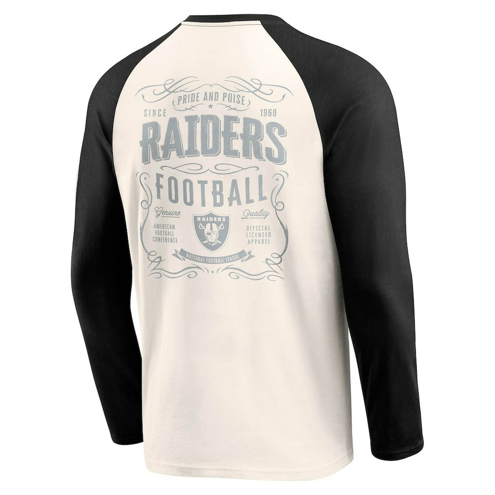 Las Vegas Raiders Darius Rucker Collection Raglan Henley T-Shirt Cream/Black | Fanatics