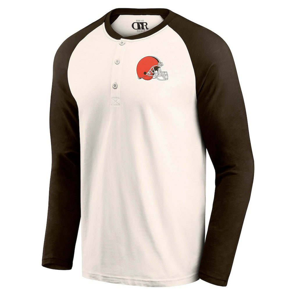Cleveland Browns Darius Rucker Collection Raglan Henley T-Shirt Cream/Brown | Fanatics