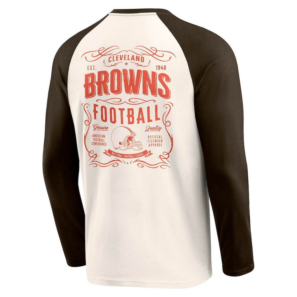 Cleveland Browns Darius Rucker Collection Raglan Henley T-Shirt Cream/Brown | Fanatics
