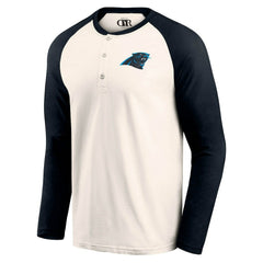 Carolina Panthers Darius Rucker Collection Raglan Henley T-Shirt Cream/Black | Fanatics