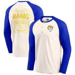Los Angeles Rams Darius Rucker Collection Raglan Henley T-Shirt Cream/Royal | Fanatics