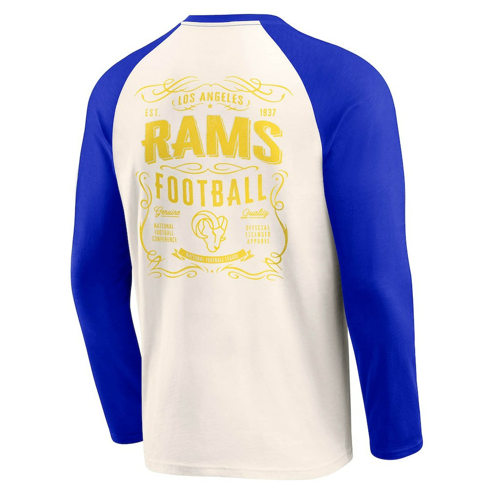 Los Angeles Rams Darius Rucker Collection Raglan Henley T-Shirt Cream/Royal | Fanatics