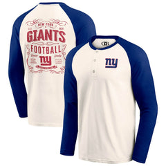 New York Giants Darius Rucker Collection Raglan Henley T-Shirt Cream/Royal | Fanatics