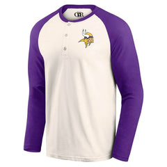 Minnesota Vikings Darius Rucker Collection Raglan Henley T-Shirt Cream/Purple | Fanatics