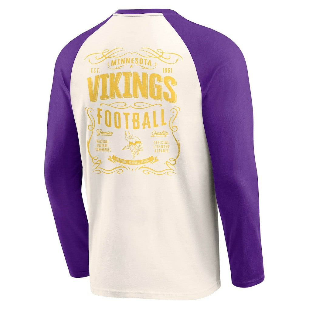 Minnesota Vikings Darius Rucker Collection Raglan Henley T-Shirt Cream/Purple | Fanatics