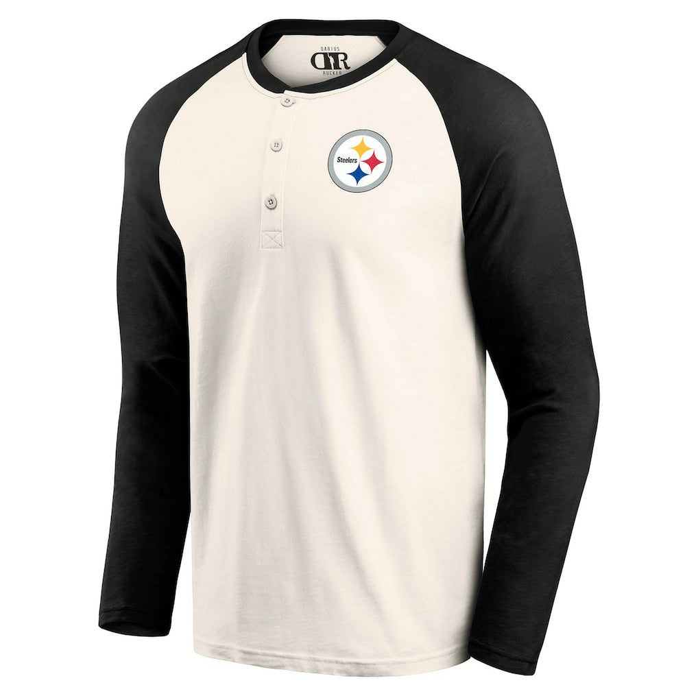 Pittsburgh Steelers Darius Rucker Collection Raglan Henley T-Shirt Cream/Black | Fanatics