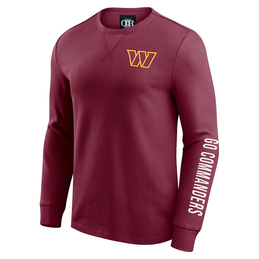Washington Commanders Darius Rucker Collection Washed Waffle-Knit Long Sleeve T-Shirt Burgundy | Fanatics
