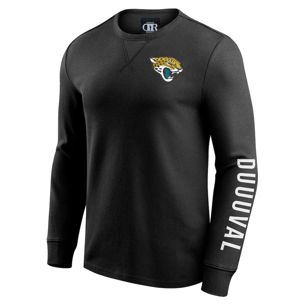 Jacksonville Jaguars Darius Rucker Collection Washed Waffle-Knit Long Sleeve T-Shirt Black | Fanatics