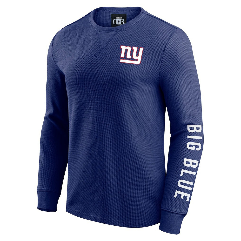 New York Giants Darius Rucker Collection Washed Waffle-Knit Long Sleeve T-Shirt Royal | Fanatics