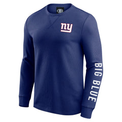 New York Giants Darius Rucker Collection Washed Waffle-Knit Long Sleeve T-Shirt Royal | Fanatics