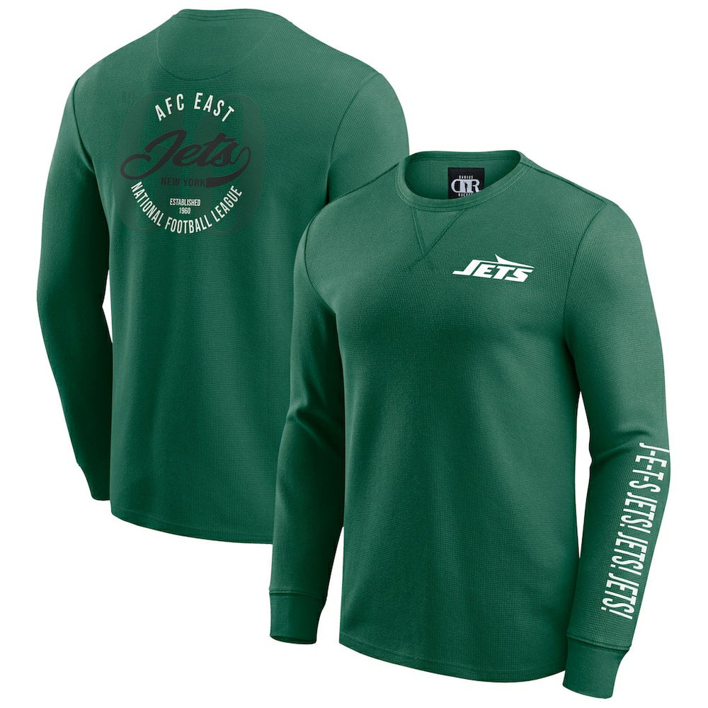New York Jets Darius Rucker Collection Washed Waffle-Knit Long Sleeve T-Shirt Green | Fanatics