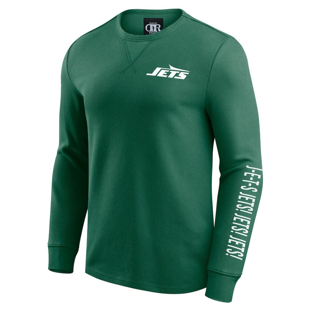 New York Jets Darius Rucker Collection Washed Waffle-Knit Long Sleeve T-Shirt Green | Fanatics
