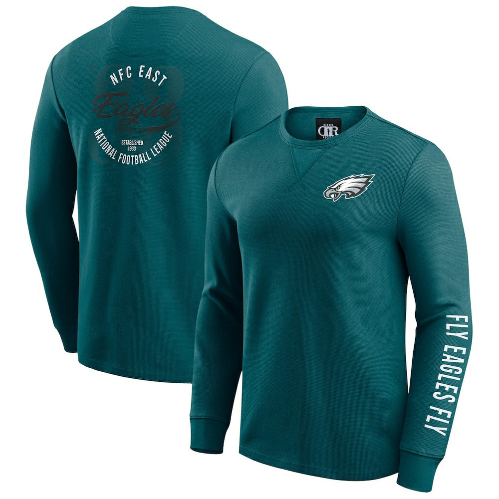 Philadelphia Eagles Darius Rucker Collection Washed Waffle-Knit Long Sleeve T-Shirt Kelly Green | Fanatics