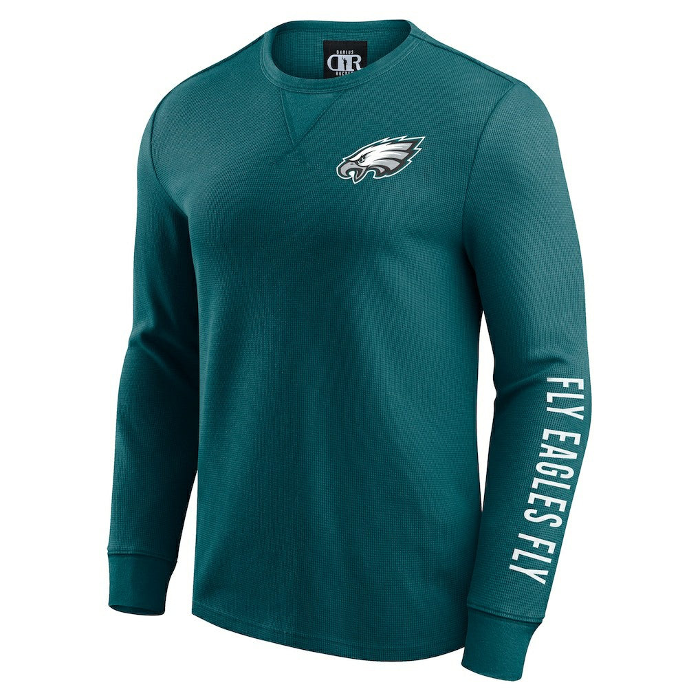 Philadelphia Eagles Darius Rucker Collection Washed Waffle-Knit Long Sleeve T-Shirt Kelly Green | Fanatics