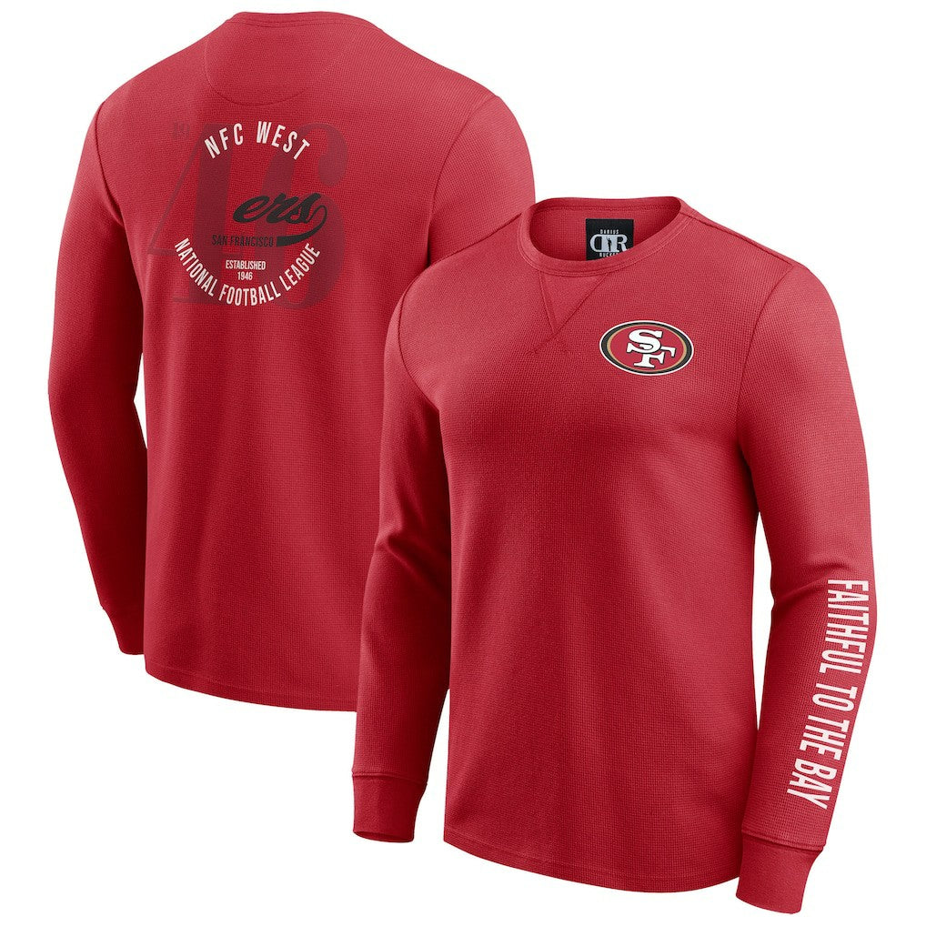 San Francisco 49ers Darius Rucker Collection Washed Waffle-Knit Long Sleeve T-Shirt Scarlet | Fanatics