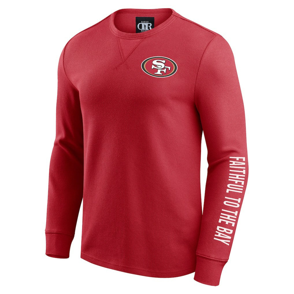 San Francisco 49ers Darius Rucker Collection Washed Waffle-Knit Long Sleeve T-Shirt Scarlet | Fanatics