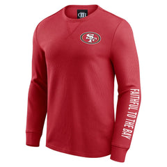 San Francisco 49ers Darius Rucker Collection Washed Waffle-Knit Long Sleeve T-Shirt Scarlet | Fanatics