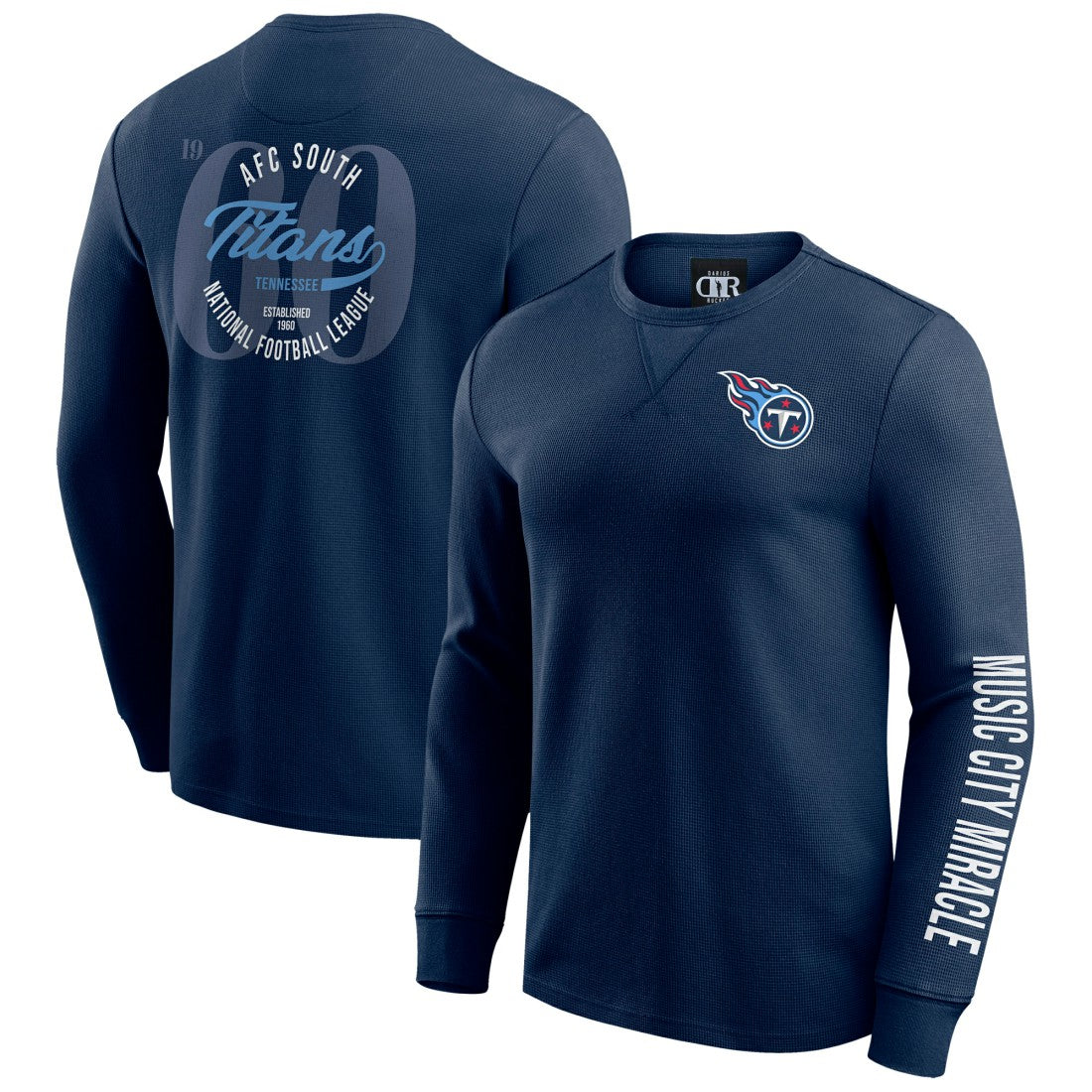 Tennessee Titans Darius Rucker Collection Washed Waffle-Knit Long Sleeve T-Shirt Navy | Fanatics