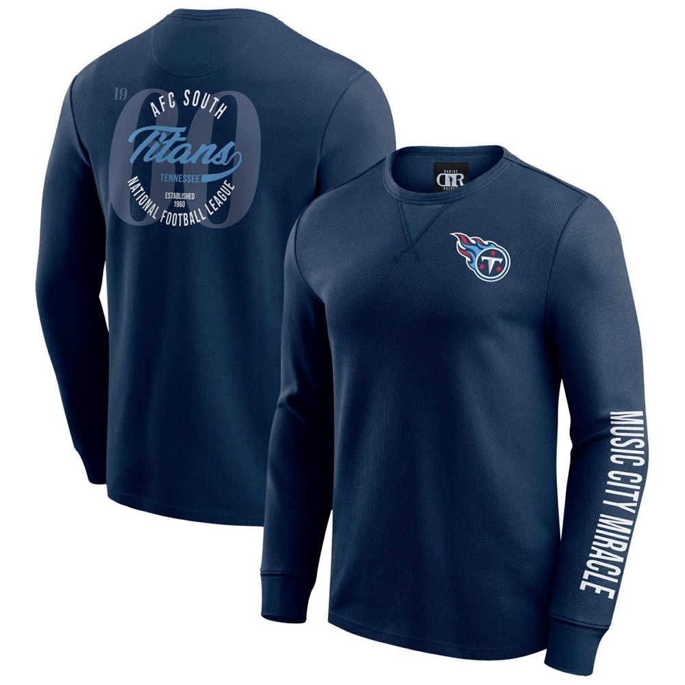 Tennessee Titans Darius Rucker Collection Washed Waffle-Knit Long Sleeve T-Shirt Navy | Fanatics